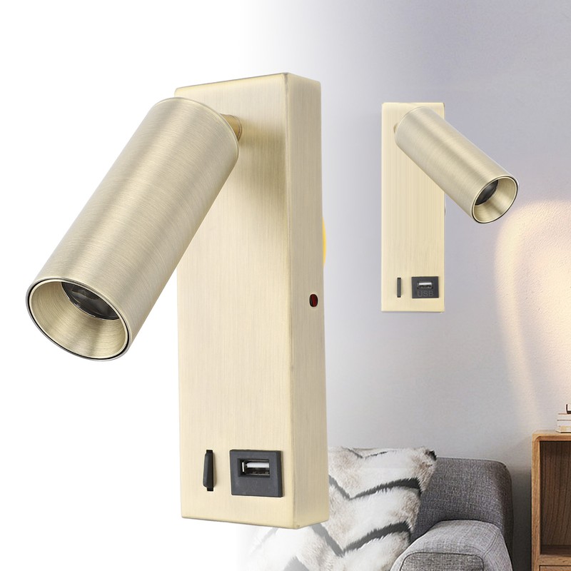 LED Wall Mounted Spotlight Adjustable Angle USB Port Design Stylish