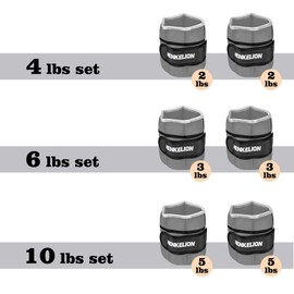 Henkelion 1 Pair 10 Lbs Adjustable Ankle Weights For Women Men Kids, Strength Training Wrist Weights Ankle Weights Set For Gym, Fitness Workout, Running, Lifting Exercise Leg Weights - each 5 Lbs Grey