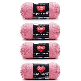 Bulk Buy - Red Heart Super Saver Perfect Pink Yarn - 4 Pack of 198g/7oz - Acrylic - 4 Medium (Worsted) - 364 Yards - Knitting/Crochet