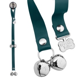 PoochieBells Dog Door Bell for Potty Training – The Original Potty Training Bells for Dogs, USA-Made Doggie Potty Bells, Easy Puppy Training, Loud & Durable Hanging Bells for Door, Leather Green