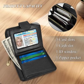 AdiStylinno Women Wallets, PU Leather Small Purse for Women Stylish Square Compact Small Wallet Portable Credit Card Wallet with Zipper Coin Pocket (Black)