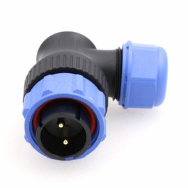 Eonvic Weipu SP21 2 Pin Male Aviation Circular Connector Plug Male Waterproof IP68 12V 30A Connector for BLUETTI AC200MAX AC300 Portable Power Station (Angled Plug)