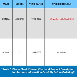 JLEO 512179 (Pair) Rear Wheel Bearing Hub Assemblies for Honda Accord 1998 1999 2000 2001 2002 (V6 Models 3.0L),for Acura TL 1999-2003 Wheel Hub Bearing Replacement