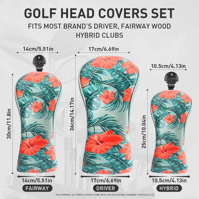 FINGER TEN Golf Club Head Covers for Woods Driver Fairway