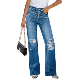 GRAPENT Womens Flare Jeans Womens High Rise Jeans Women's Blue Jeans Women's Stretch Jeans Distressed Jeans for Women Stretch Jeans for Women High Waist Lapis Longing Size Small Size 4 Size 6