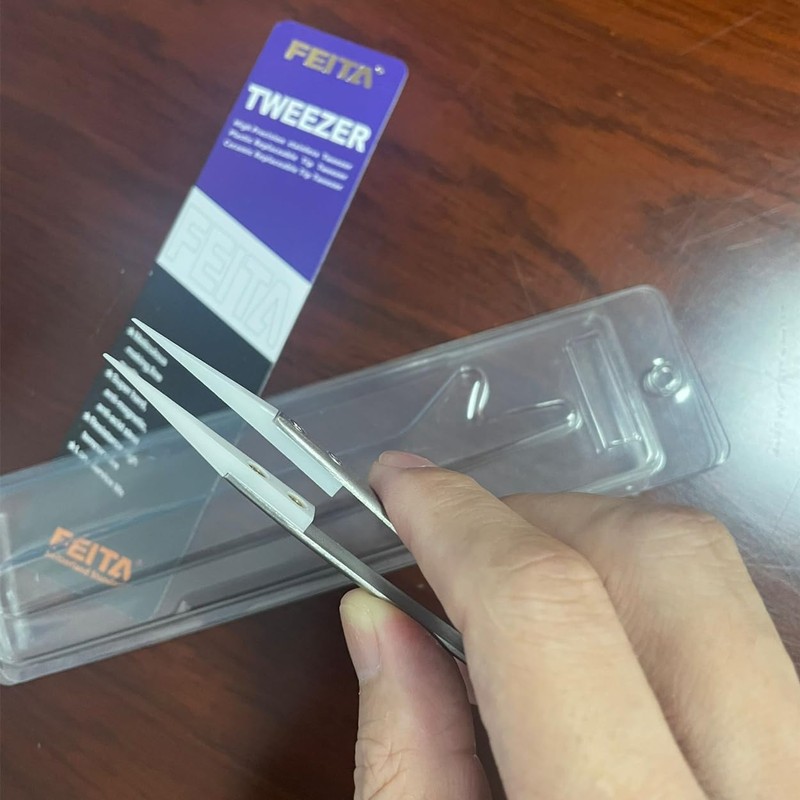 FEITA Precision Ceramic Tweezers with Heat-Resistant and Magnetic-Resistant White Pointed