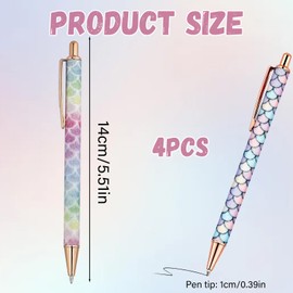 TuseRxln 4Pcs Bling Metal Ballpoint Pens, 1.0 mm Click Retractable Ballpoint Cute Glitter, 1.0mm Black Ink Handwriting Pens, Smooth Writing Bling Metal Pens for School Office Home Supplies