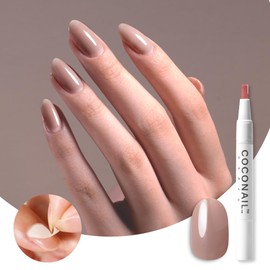 HEMA Free Peel Off Gel Nail Self Nail Gel Nail Seal Peel Off Color Gel Nail Tip Anti Allergen Transparent Easy Beginner Self Kit Set Clear Base Sheer Color Top Pen Brush Stick COCONAIL B03 Gurege