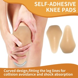 goduog Silicone Knee Pads,Adhesive Knee Brace KneePad for Skiing Skating,Snowboarding,Ateboarding,Roller Skating,Rollerblading,Dancing,Unisex,Skin,L