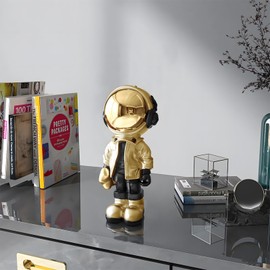 Dosker Small Astronaut Statues Mini Spaceman Sculpture Polyresin Arts Gifts Gold Figurine Ornament Room Decor for Men,Home and Desktop Accessories Tabletop Decoration, Living Room, Office, Bookshelf