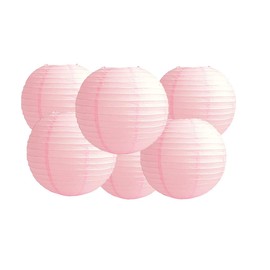 Pack Of 6 Round Paper Lanterns Lamp Wedding Birthday Party Decoration (Baby Pink, 10"/25CM)