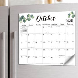 Aesthetic 2025-2027 Magnetic Calendar for Refrigerator, 21-Month Fridge Calendar Magnet from October 2025 to June 2027, Greenery Design for Easy Organizing