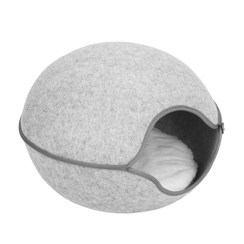 Cat Cave Bed Detachable Washable Semi Enclosed Felt Kitten Hideout