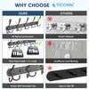 TICONN Wall Mounted Coat Rack, Five Heavy Duty Tri Hooks
