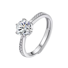 Unbranded 925 Sterling Silver Six-Prong Zirconia Ring Women's Wedding Jewelry