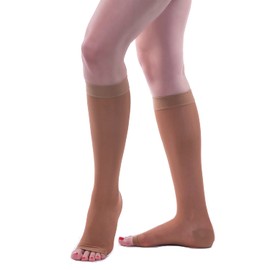 Allegro 8-15 mmHg Essential 78 Sheer Support Knee High Open Toe Compression Sock, Comfortable Support Garments