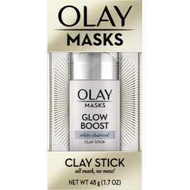 Mascarillas faciales de Olay, arcilla de carbón facial, brillo Boost blanco carbón, 1.7 onzas