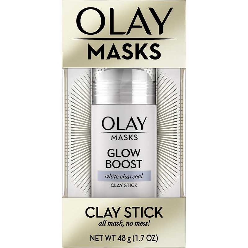 Mascarillas faciales de Olay, arcilla de carbón facial, brillo Boost