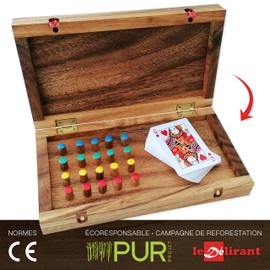 TOC Game or TOCK, 2-4 Player, Board Game Made of Environmentally Friendly Solid Wood Complies with CE Standards. Le Délirant Brand Easy Storage to Take Away or Travel Small Canadian Horses