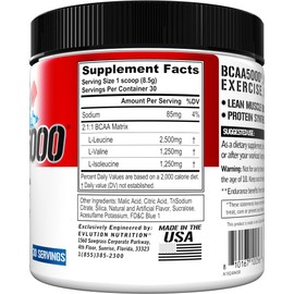 EVL BCAAs Amino Acids Powder - BCAA Powder Post Workout Recovery Drink and Stim Free Pre Workout Energy Drink Powder - 5g Branched Chain Amino Acids Supplement for Men - Rocket Pop