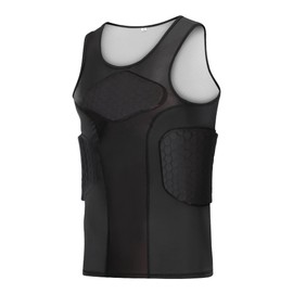 Men's Padded Football Compression Shirt, Rib Protector for Adults