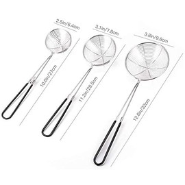 Falygda 3-Piece Round Hot Pot Strainer- Steel Asian - Spider Skimming Spoon Set, Mesh Spoon
