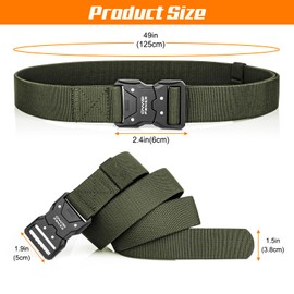 Quick Release Tactical Belt - 1.5" Military Hiking Rigger Gun Nylon Web Belt with Heavy Duty Seatbelt Buckle for Men Women (Green)
