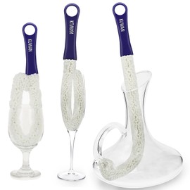 KUWAN Bottle Cleaning Brush Multi-Function Household Tools Flexible Bottle Scourer for Some Decanters, Goblets, Glasses, Cups (Long 3pcs)