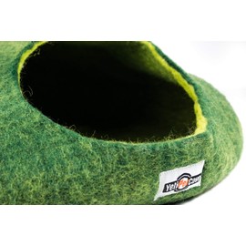 Yeti Pet Cave Pet Bed for Cats and Small Dogs, 100% New Zealand Wool, Green