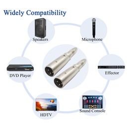 Compatible with Microphone, Stereo, Mixer 2pcs 6.35MM Female to Adpapter 1/4" Adapter 3PIN XLR Male to Voluty Tek XLR