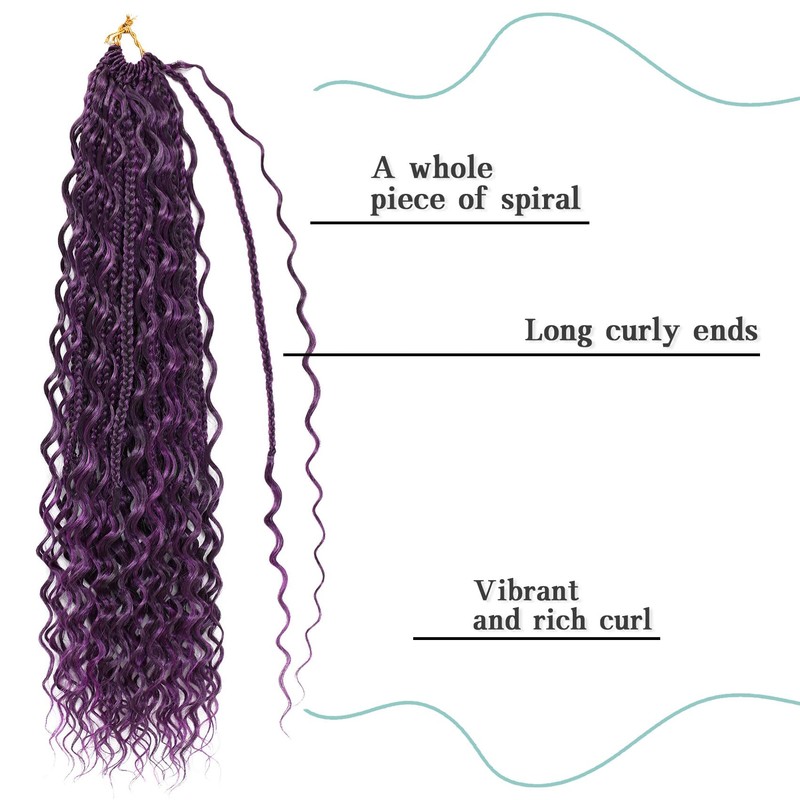 Purple Goddess Box Braids Crochet Hair for Women 18 Inch