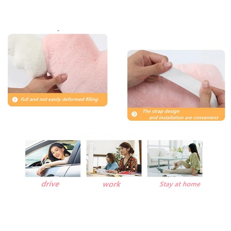 JOSON Heart-Shaped Angel Wings Car Headrest Set, 2-Piece, Soft Cushion,