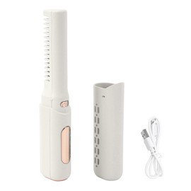 Rechargeable Mini Hair Straightener 3 Adjustable Temperature 2000mAh Anti Scald Type C Cordless Hair Straightener for All Hair Types Khaki