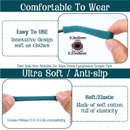 YBEATY 8 Pairs Eyeglass Ear Cushions Eye Glasses Ear Grippers Soft Knitting Eyeglasses Arm Temple Tips Sleeve Non Slip Pads Eyeglass Arm Protectors for Men Women Kid Sports Work Study Glass Behind