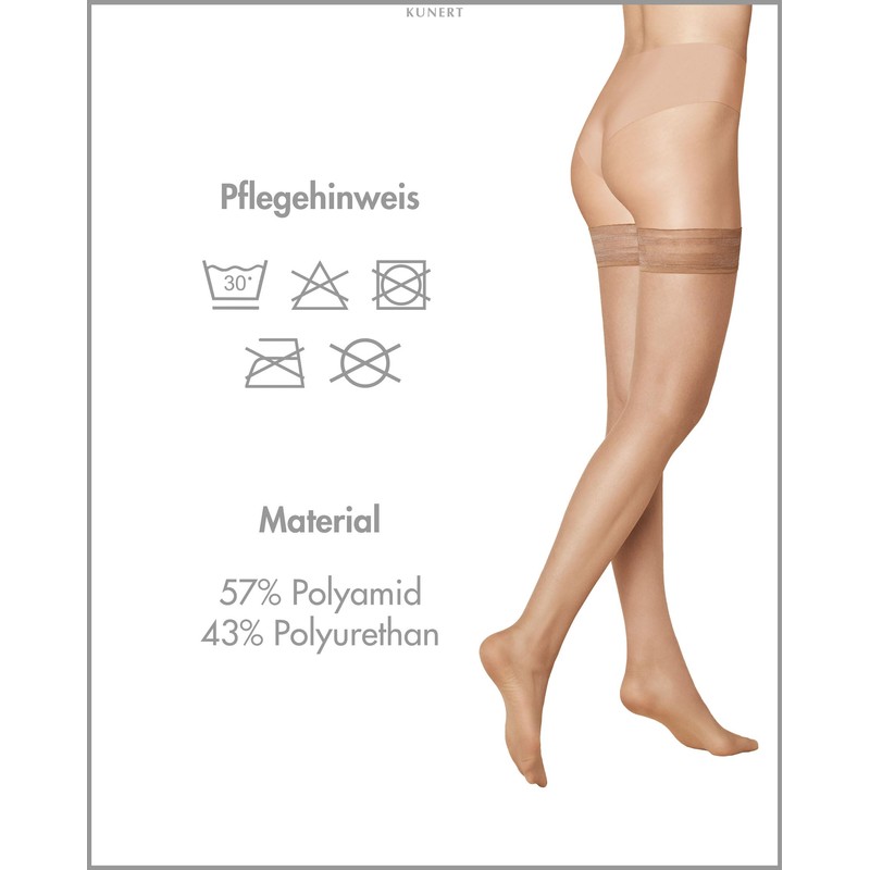 KUNERT Women's Hold-Up Stockings Beauty 7 Non-Slip 7 Denier, Tan