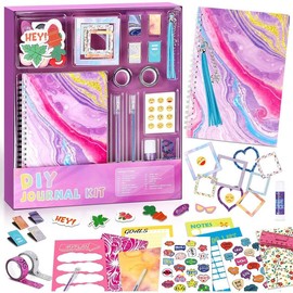 PERRYHOME DIY Journal Kit for Girls Ages 8-12, Stationery Journal Set for Teenage Girls Ages 8-12 Scrapbook & Diary Kits, Journaling Art Crafts Kit Teen 8-10-12 Year Old Girl Birthday Gifts - Purple - Color: Blue Journal Kit