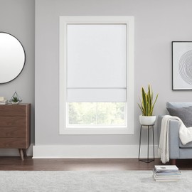 ECLIPSE Kylie Total Privacy Blackout Cordless Polyester Lined Window Roman Shade for Living Room, 33 in x 64 in, White