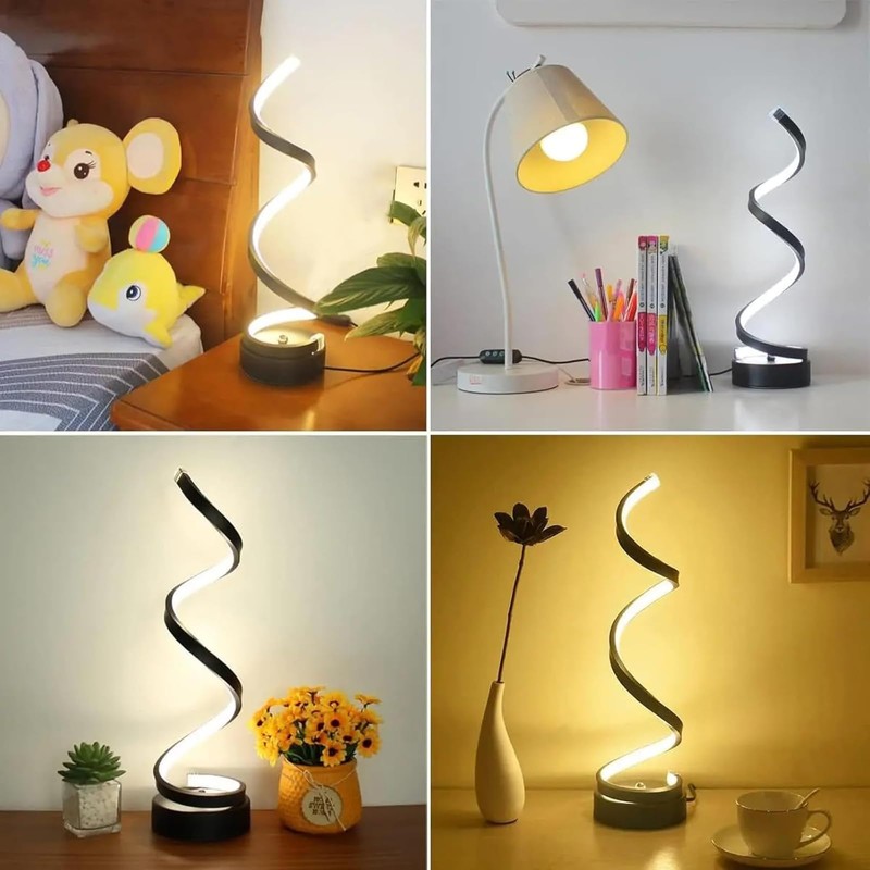 NCONCO Spiral LED Table Lamp for Bedroom, USB Powered Desk