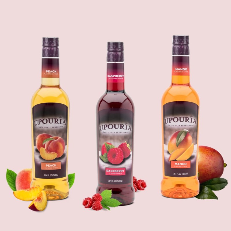 Upouria Coffee & Tea Syrup Variety Pack, Raspberry, Mango, and
