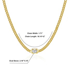 NOKMIT Layered Cuban Link Necklace for Women Dainty Adjustable 14K Gold Plated Miami Curb Chain Choker with Cubic Zirconia Charm Statement Trendy Hip Hop Non Tarnish Jewelry Gifts (CZ)