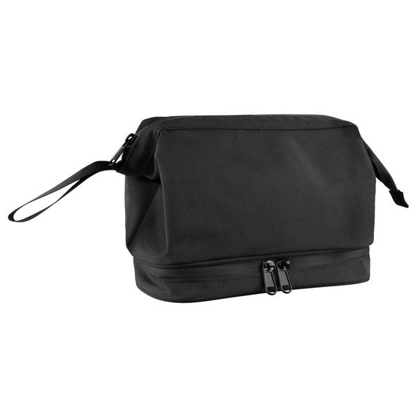 TopTie Double Layers Travel Bag for Toiletries, Unisex Wide-Open Makeup
