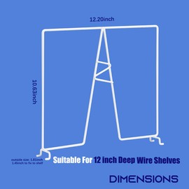 ziroland Wire Shelf Dividers - White Closet Organization & Storage Organizer - No Tool Shelf Divider for Wire Shelves - Metal Shelf Accessories – for 12“ Deep Wire Shelves – Tall 12” Height – 8 Pack