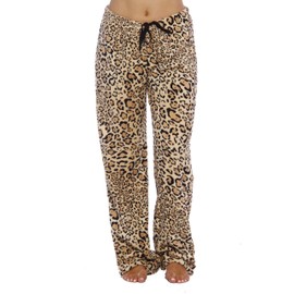 Just Love Women's Plush Pajama Pants, 3X Plus, Leopard