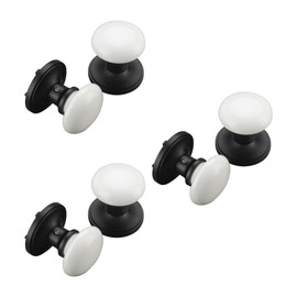 NCL White Door Knobs, 3 Pack Round Passage Door Knob, Matte Black Keyless Door Handles, Porcelain Door Levers