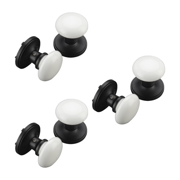 NCL White Door Knobs, 3 Pack Round Passage Door Knob,
