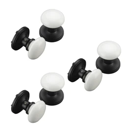 NCL White Door Knobs, 3 Pack Round Passage Door Knob, Matte Black Keyless Door Handles, Porcelain Door Levers