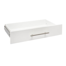 ClosetMaid SuiteSymphony Wood Closet Drawer, Add On Accessory, Modern Style, for Storage, Closet, Clothes, 25” x 5” Size for 25 in. Units, Pure White/Satin Nickel