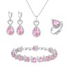 EleQueen Heart Necklace Earrings Bracelet Open Rings Set for Bride