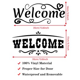 MEFOSS 2 PC Welcome Wall Decal and Door Sticker - Front Door Sign Vinyl Letter Stickers for Entryway Bedroom Decor