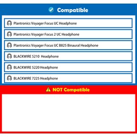 DowiTech Professional Headset Replacement Ear Pads Cushions Headphones Ear Pads Compatible with Plantronics Voyager Focus UC/Focus 2 UC/Focus UC B825 Binaural/Blackwire 5210 5220 7225 Headphones